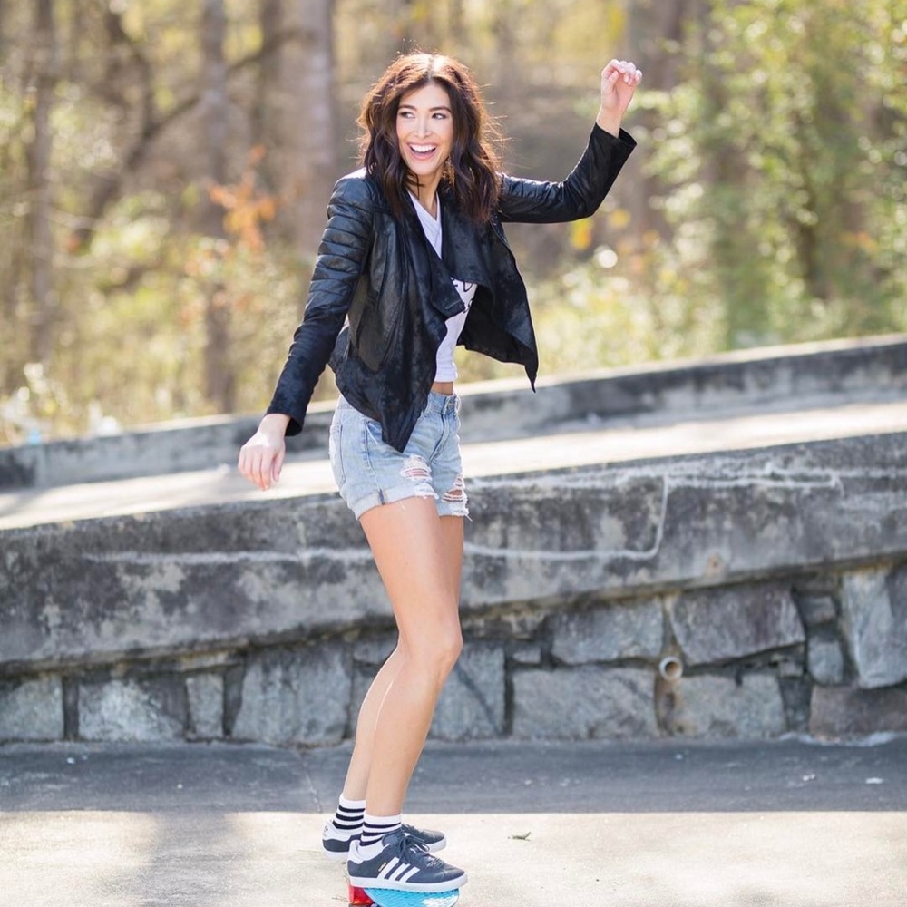 Leather jacket with suede detailing